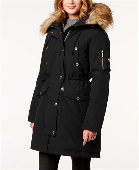 michael kors down filled faux fur trim hood anorak|michael michael kors hooded faux fur trim down puffer coat.